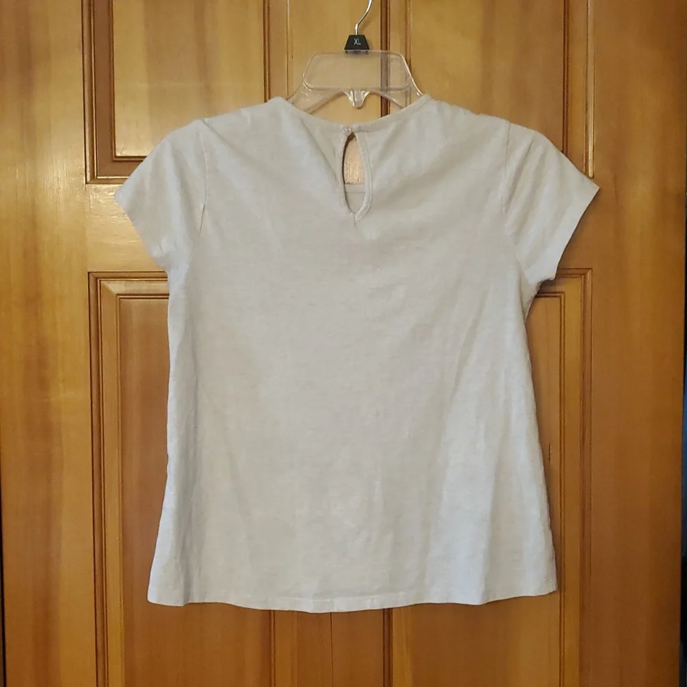 Lucky Brand Girl's Cream Heathered Sparkly Bird Graphic Short Sleeve Tee Size XL